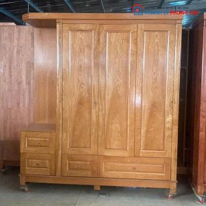 Thanh Lý Tủ Áo Gỗ Sồi 3 Cánh Liền Kệ Hiện Đại Mới 99%