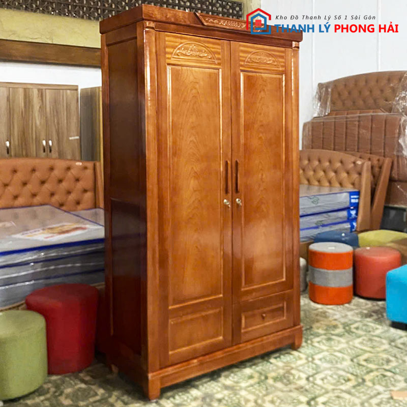 thanh-ly-tu-quan-ao-2-canh-go-xoan-dao-moi-99-3 Thanh Lý Tủ Quần Áo 2 Cánh Gỗ Xoan Đào Mới 99%