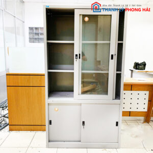 Tủ Hồ Sơ Sắt Cửa Kính Lùa Hiện Đại Cũ Đẹp 90%