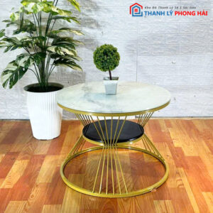 Thanh Lý Bàn Sofa 2 Tầng Mặt Kính Tròn Mới 99%