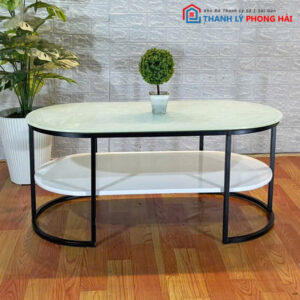 Thanh Lý Bàn Trà 2 Tầng Mặt Oval Đơn Giản Mới 99%