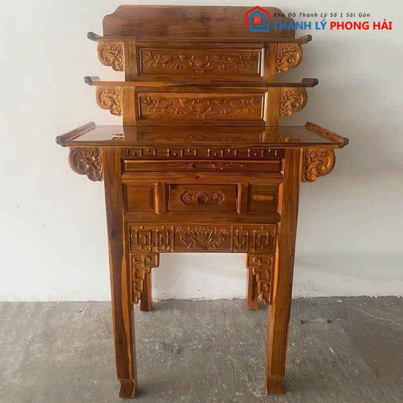 thanh-ly-ban-tho-gia-tien-11 Thanh Lý Bàn Thờ Gỗ Tràm 3 Tầng Mới 99%
