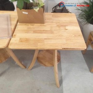 Bàn Cafe Mặt Gỗ Vuông 60cm Cũ 2 Tầng