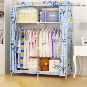 Thanh Lý Tủ Quần Áo Vải Khung Inox 1m7 Mới 99%