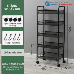 Thanh Lý Kệ Nhà Bếp 5 Tầng Có Bánh Xe Mới 99%