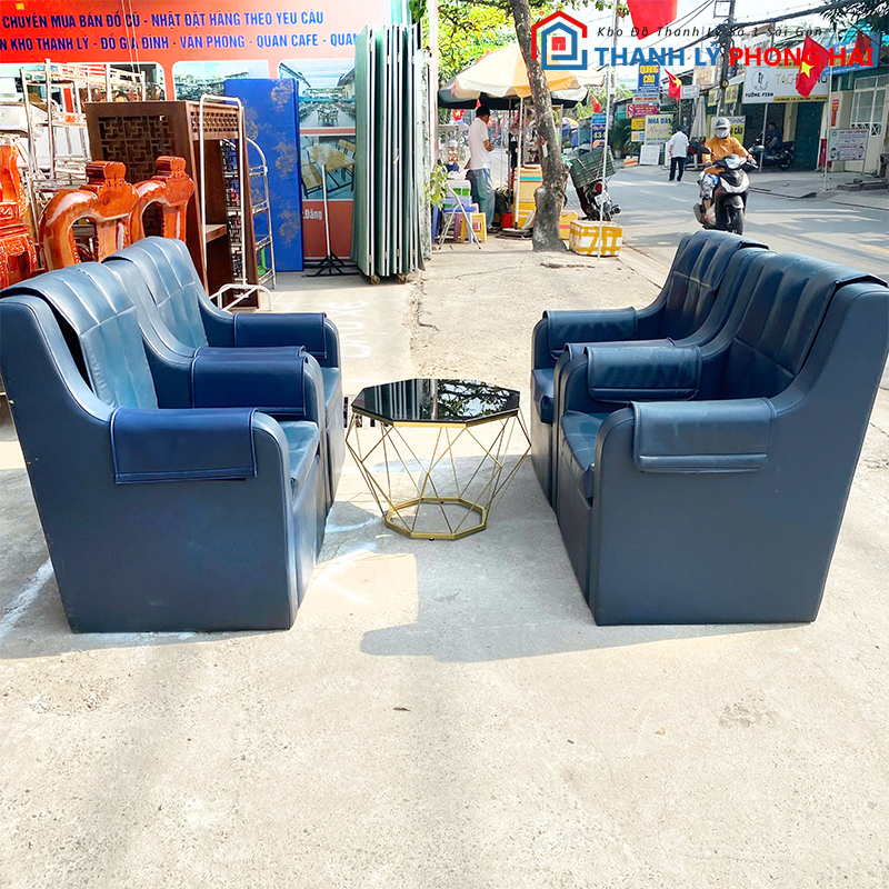 BO-SOFA-CU-3-1 Bộ Sofa Cũ 2 Ghế Đơn Kèm Bàn Kính