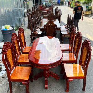 Bàn Ăn Oval 6 Ghế Kiểu Dáng Sang Trọng Mới 99% (Nhiều Màu)