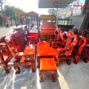 Bộ Salon Tay Khuỳnh 12 Chạm Rồng Mới 99%