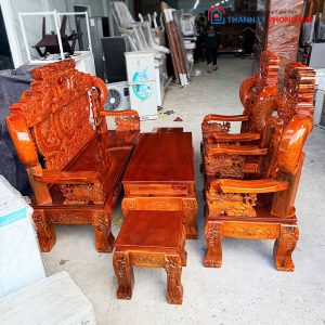 Bộ Salon Tay Khuỳnh 12 Chạm Rồng Mới 99%