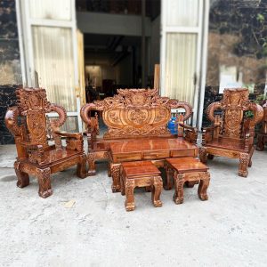 Bộ Salon Tay Khuỳnh 12 Chạm Rồng Mới 99%