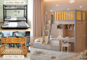 Nên mua giường tầng gỗ hay sắt