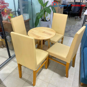 Bộ Bàn Cafe 4 Ghế Nệm Lưng Cao Cũ