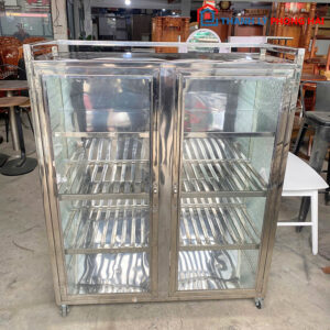 Thanh Lý Tủ Chén Kính Inox 1mx1m2 Mới 99%