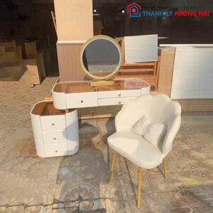 Bàn Trang Điểm Trắng 1m2 Kèm Ghế Nệm Mới 99%