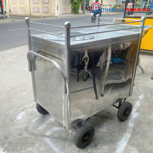 Xe Bán Hàng Inox Cũ 50x80cm Có Bánh Xe