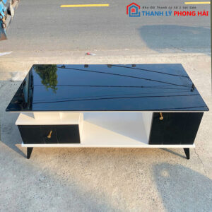 Thanh Lý Bàn Sofa Mặt Kính Đen Hiện Đại Mới 99%