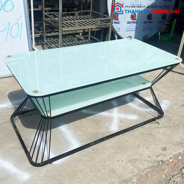 Bàn Sofa Kính Xanh Ngọc 2 Tầng Mới 99%