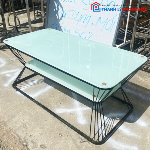 Bàn Sofa Kính Xanh Ngọc 2 Tầng Mới 99%