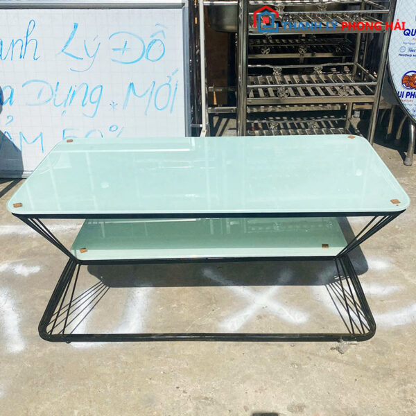 Bàn Sofa Kính Xanh Ngọc 2 Tầng Mới 99%