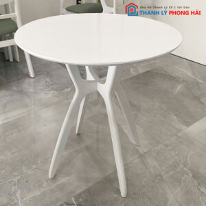 Bàn Cafe Tròn Màu Trắng Cũ 70cm