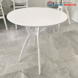 Bàn Cafe Tròn Màu Trắng Cũ 70cm