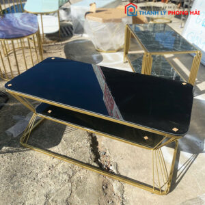 Bàn Sofa Kính Đen Bóng 2 Tầng 1m Mới 99%