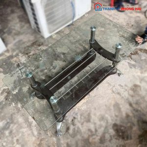 Bàn Sofa Mặt Kính Cường Lực, Chân Inox Sang Trọng Cũ