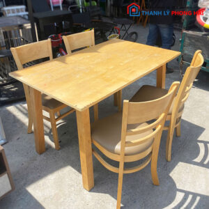 Bộ Bàn Ăn Cabin Gỗ TN 4 Ghế Cũ