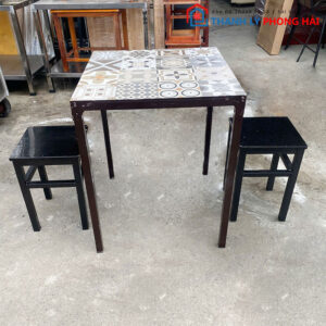 Đôn Ghế Gỗ Mặt Vuông 30cm Màu Đen Cũ