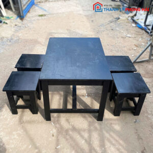 Bộ Bàn Ghế Cafe Cóc Gỗ Tự Nhiên Nhỏ Gọn Cũ