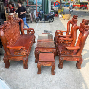 Bộ Salon Gỗ Tràm Tay 12 Chạm Trổ Sang Trọng Cũ