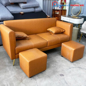 Bộ Sofa Da Kèm Đôn Ngồi Gối Tựa 1m6 Mới 99%