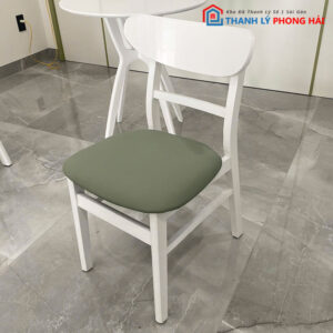 Ghế Mango Trắng Phối Đệm Xanh Rêu Cũ