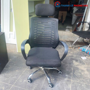 Ghế Xoay Lưới Có Tựa Đầu Chân Inox Cũ