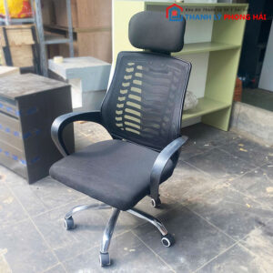 Ghế Xoay Lưới Có Tựa Đầu Chân Inox Cũ