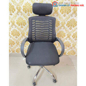 Ghế Xoay Lưới Có Tựa Đầu Chân Inox Cũ