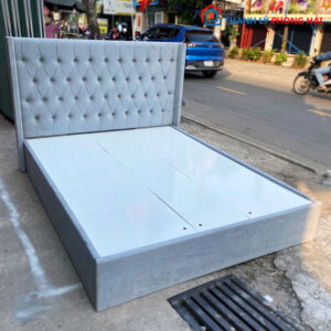 Giường Bọc Đệm 1m6 Màu Xám Cũ