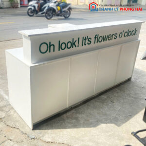 Quầy Lễ Tân Góc L Màu Trắng Nhiều Ngăn 2m Cũ