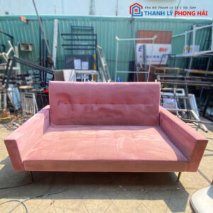 Sofa Bed Nhung Hồng Gấp Gọn 2m Cũ
