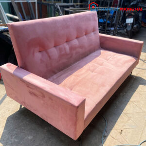 Sofa Bed Nhung Hồng Gấp Gọn 2m Cũ