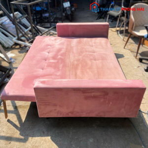 Sofa Bed Nhung Hồng Gấp Gọn 2m Cũ