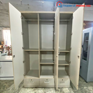 Thanh Lý Tủ Quần Áo 3 Cánh Gỗ MDF Cũ 1m35 x 2m1