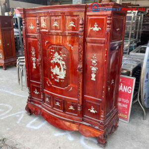 Tủ Thờ Gỗ Tràm Cũ Dáng Cổ Điển Khảm Xà Cừ Sáng Đẹp