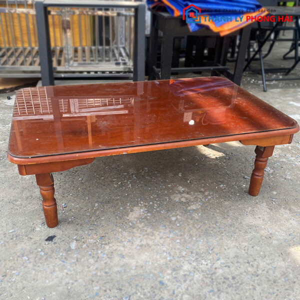 Bàn Bệt Gỗ Mặt Kính 90cm Cũ