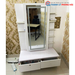 Bàn Trang Điểm Bệt Gỗ MDF Kèm Gương Đèn LED Cũ