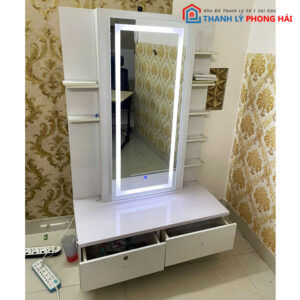 Bàn Trang Điểm Bệt Gỗ MDF Kèm Gương Đèn LED Cũ