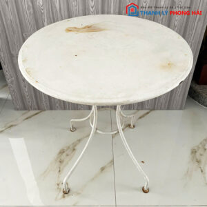 Bàn Tròn Sắt Màu Trắng Cũ 70cm