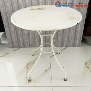Bàn Tròn Sắt Màu Trắng Cũ 70cm
