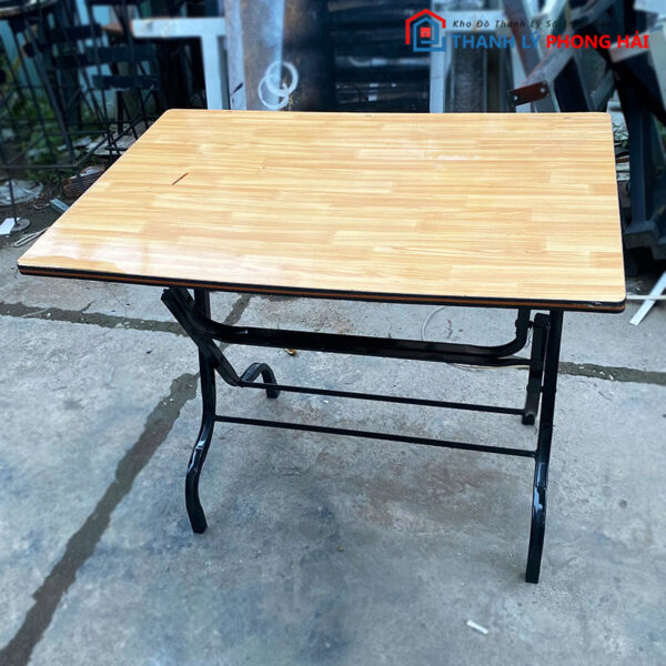 Bàn Xếp Cũ Chân Sắt Mặt Gỗ 90cm Cũ