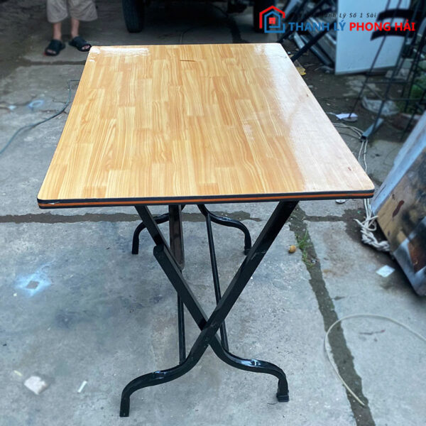 Bàn Xếp Cũ Chân Sắt Mặt Gỗ 90cm Cũ